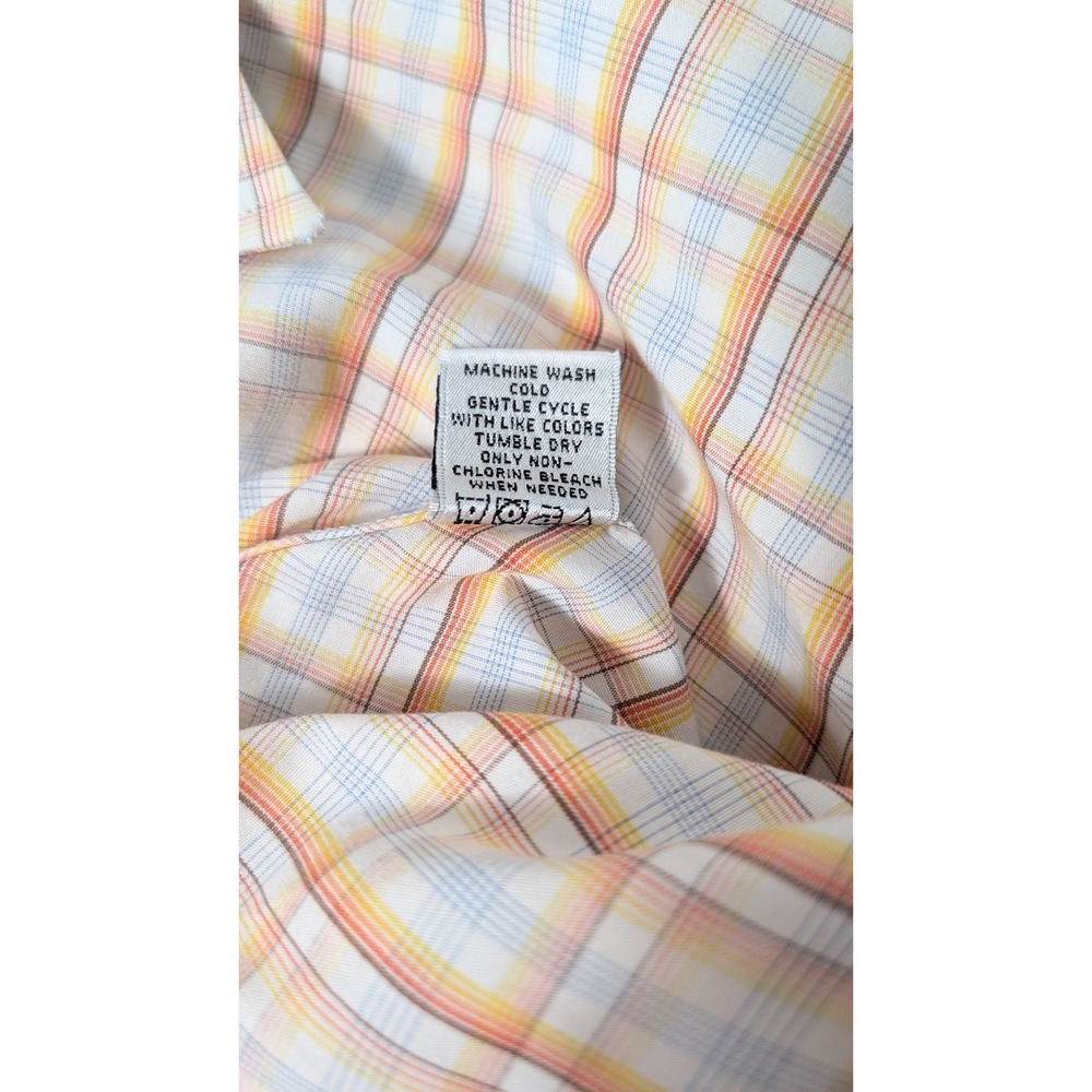 Linea Dome Chemise Mens Orange Plaid Shirt Long Sleeve Button Down‎ L 16 1/2-17 - Picture 5 of 7